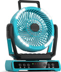 Rechargeable Camping Fan 30000mAh Battery Powered with LED Lantern 360 Rotation 9 Speeds Blue