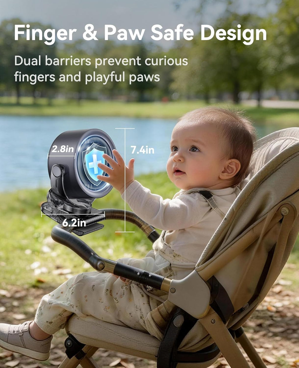 4000mAh Rechargeable Portable Clip on Fan 100-Speed LED Display 360 Rotate Turbo Desk Fan