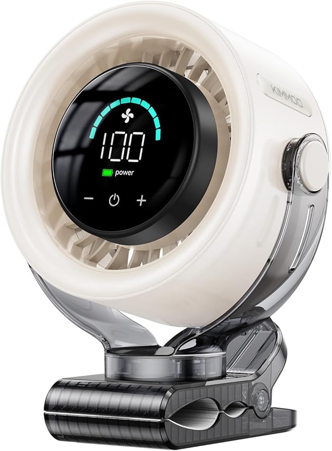 4000mAh Rechargeable Portable Clip on Fan 100-Speed LED Display 360 Rotate Turbo Desk Fan