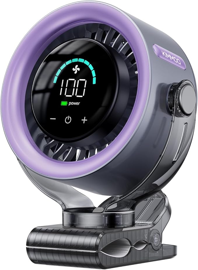 4000mAh Rechargeable Portable Clip on Fan 100-Speed LED Display 360 Rotate Turbo Desk Fan