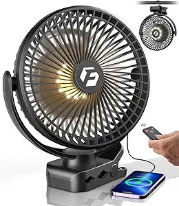 24000mAh Clip on Fan for Golf Cart 8-Inch Portable Rechargeable Battery Fan with Remote