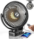 24000mAh Clip on Fan for Golf Cart 8-Inch Portable Rechargeable Battery Fan with Remote