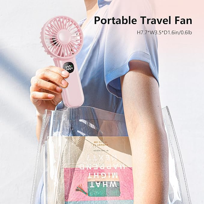 Portable Fan, Handheld Fans 2-Pack, 180° Foldable Hand Held Fan with Lanyard, 5-Speed Small Personal Fan Ultra quite, Electric Travel Fan for Outdoor, Office, for Men Women -Black & White
