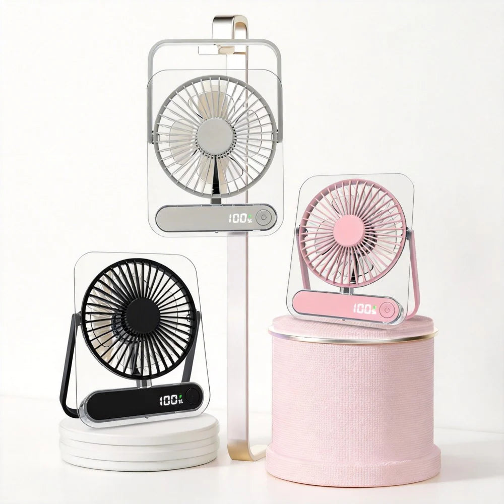 AC Decors™ AeroSlim Ultra-Thin Desktop Fan - with Smart LED Display & 5 Speeds (Pearl White / Sakura Pink / Midnight Black)