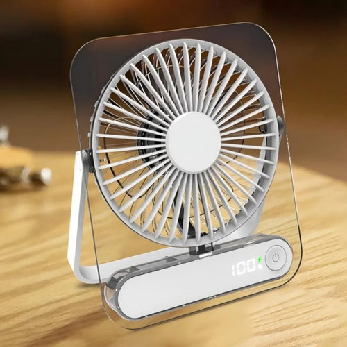 AC Decors™ AeroSlim Ultra-Thin Desktop Fan - with Smart LED Display & 5 Speeds (Pearl White / Sakura Pink / Midnight Black)