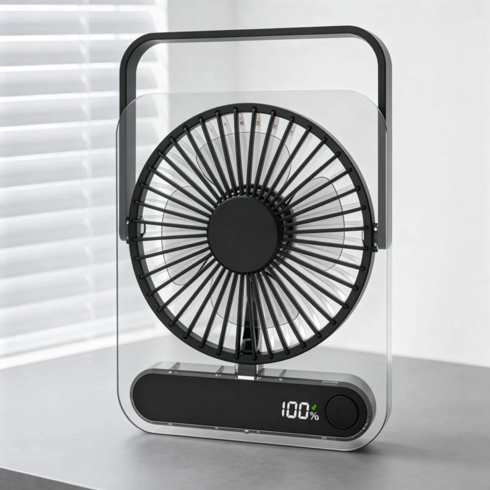 AC Decors™ AeroSlim Ultra-Thin Desktop Fan - with Smart LED Display & 5 Speeds (Pearl White / Sakura Pink / Midnight Black)
