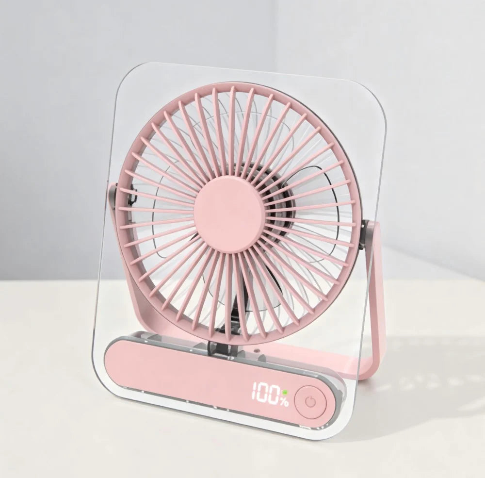 AC Decors™ AeroSlim Ultra-Thin Desktop Fan - with Smart LED Display & 5 Speeds (Pearl White / Sakura Pink / Midnight Black)