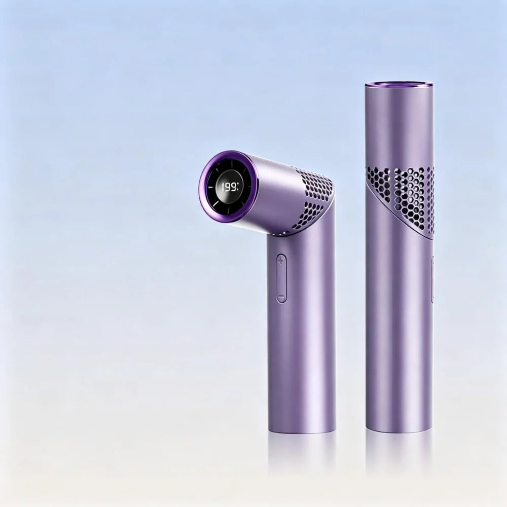 AC Decors™ LuxeWand Compact Lipstick-Style Fan - with Stepless Turbo Airflow (Lavender Mist / Pearl White / Mint Green)