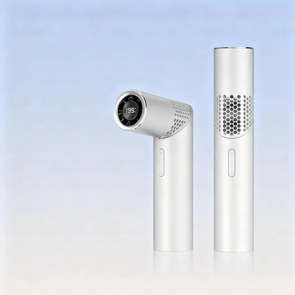 AC Decors™ LuxeWand Compact Lipstick-Style Fan - with Stepless Turbo Airflow (Lavender Mist / Pearl White / Mint Green)