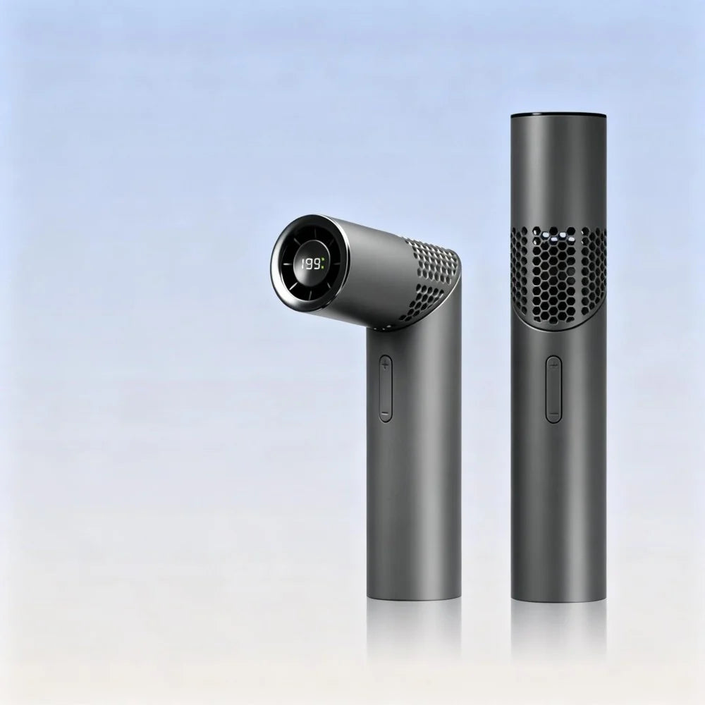 AC Decors™ LuxeWand Compact Lipstick-Style Fan - with Stepless Turbo Airflow (Lavender Mist / Pearl White / Mint Green)