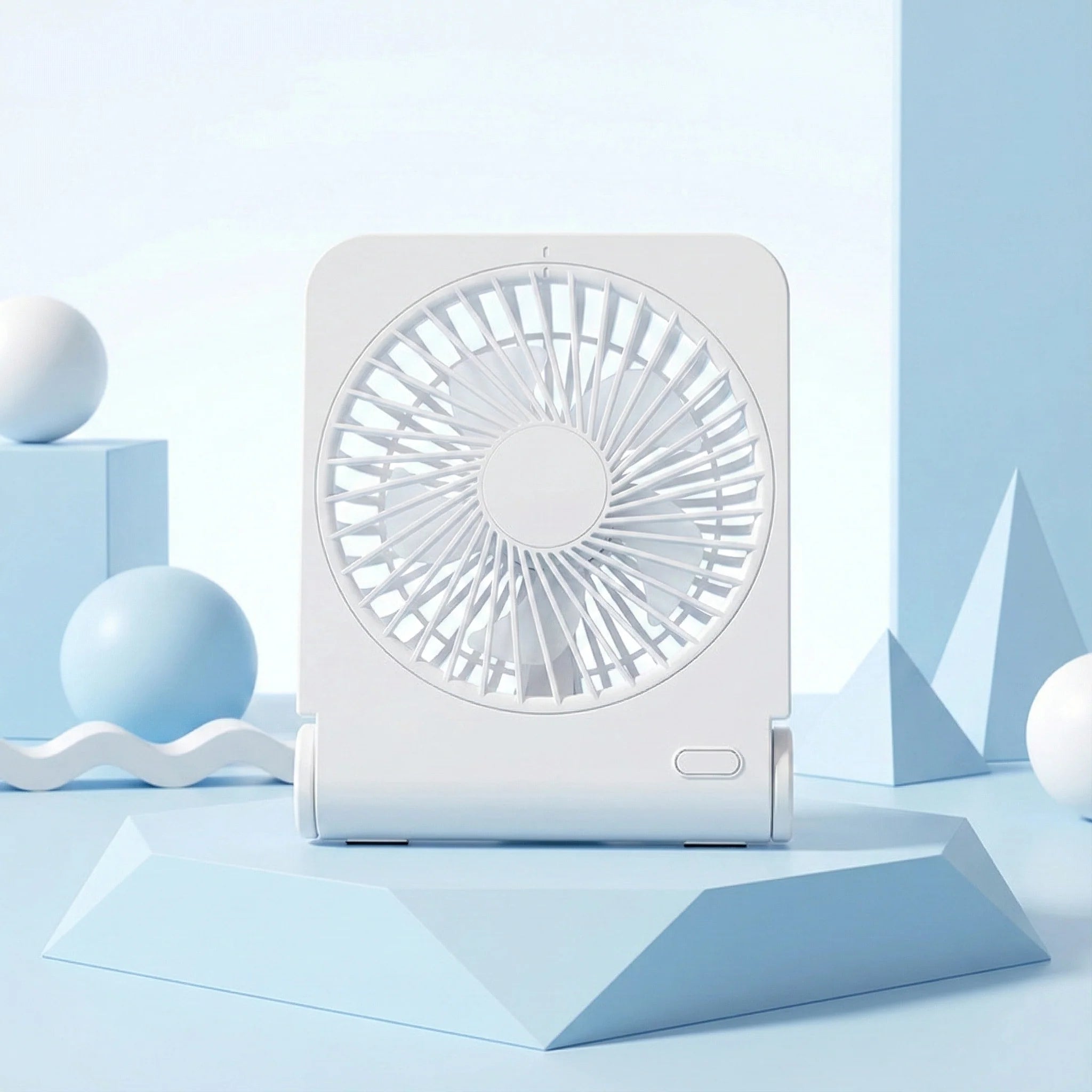 AC Decors™ AeroFold Slim Desktop Fan - Ultra-Quiet, USB Rechargeable & Portable (White / Black / Pink)