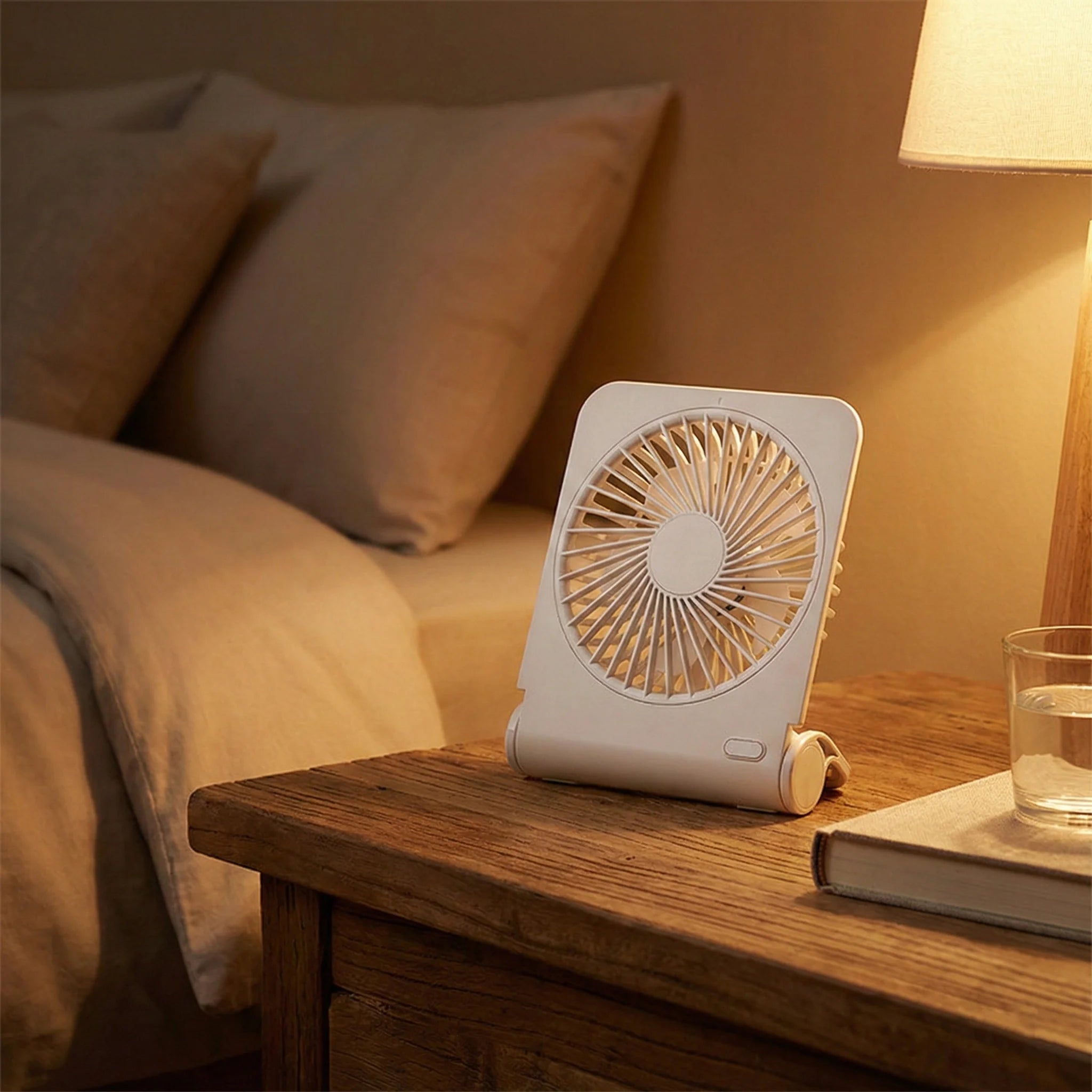 AC Decors™ AeroFold Slim Desktop Fan - Ultra-Quiet, USB Rechargeable & Portable (White / Black / Pink)