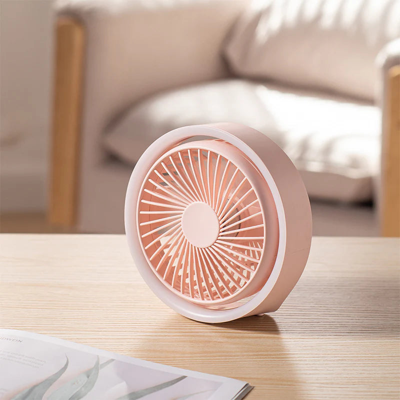 AC Decors™ HaloGlow 2-in-1 Desktop Fan - with Ambient Night Light (Rose Pink / Deep Navy)