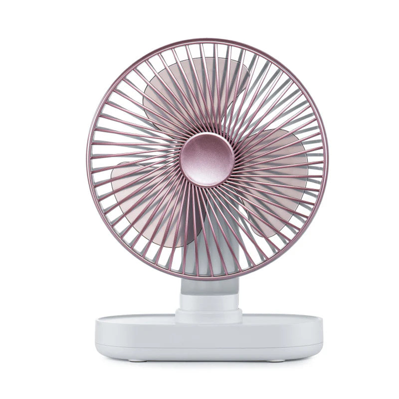 AC Decors™ OmniBreeze Desktop Air Circulator - 4-Speed Oscillating Fan (Silver / Rose Gold)