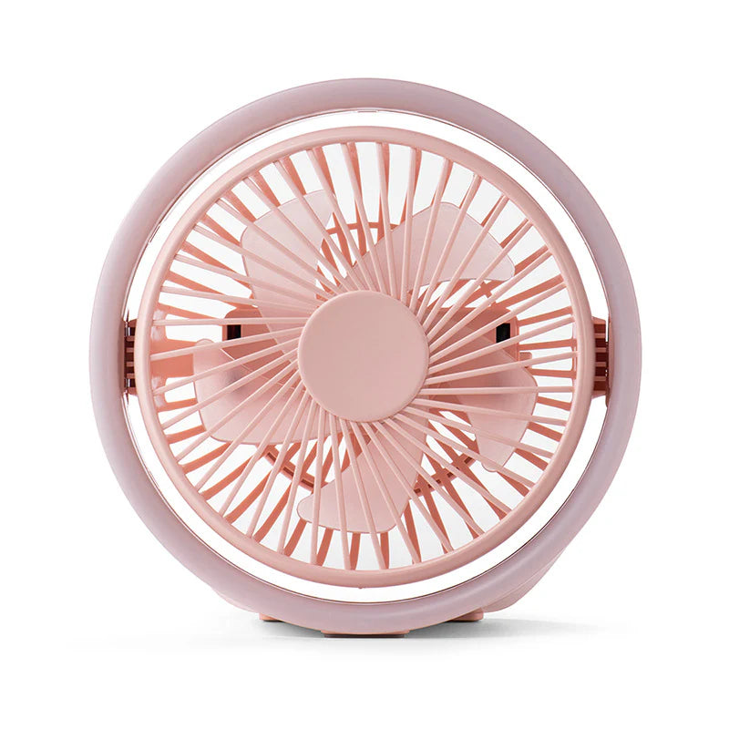 AC Decors™ HaloGlow 2-in-1 Desktop Fan - with Ambient Night Light (Rose Pink / Deep Navy)